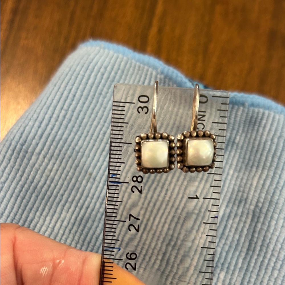 Silpada Silver Earrings with White Stone
